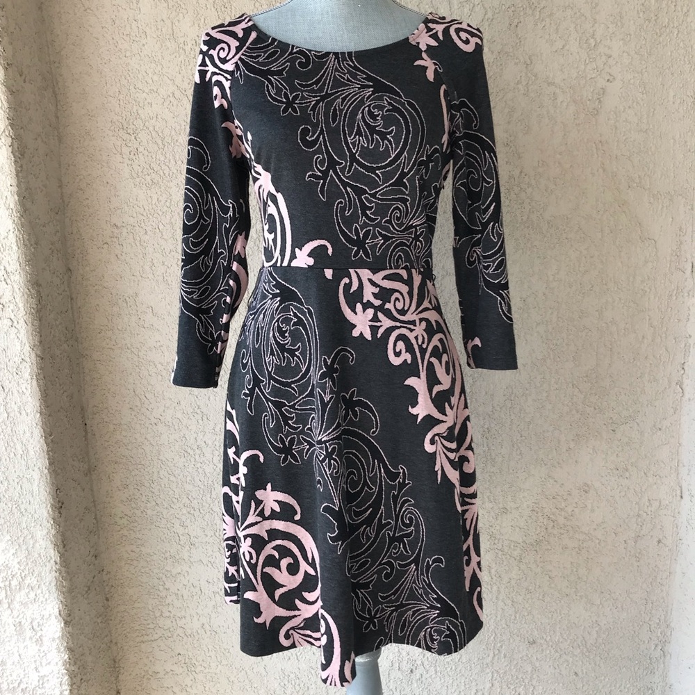 Indication Stretch Knit Dress Gray Pink Size 6